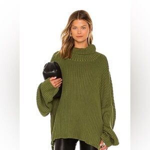 LBLC the label Forest Green Ribbed Cowl Neck Sweater